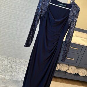 Ralph Lauren Navy Sequined Evening Dress
